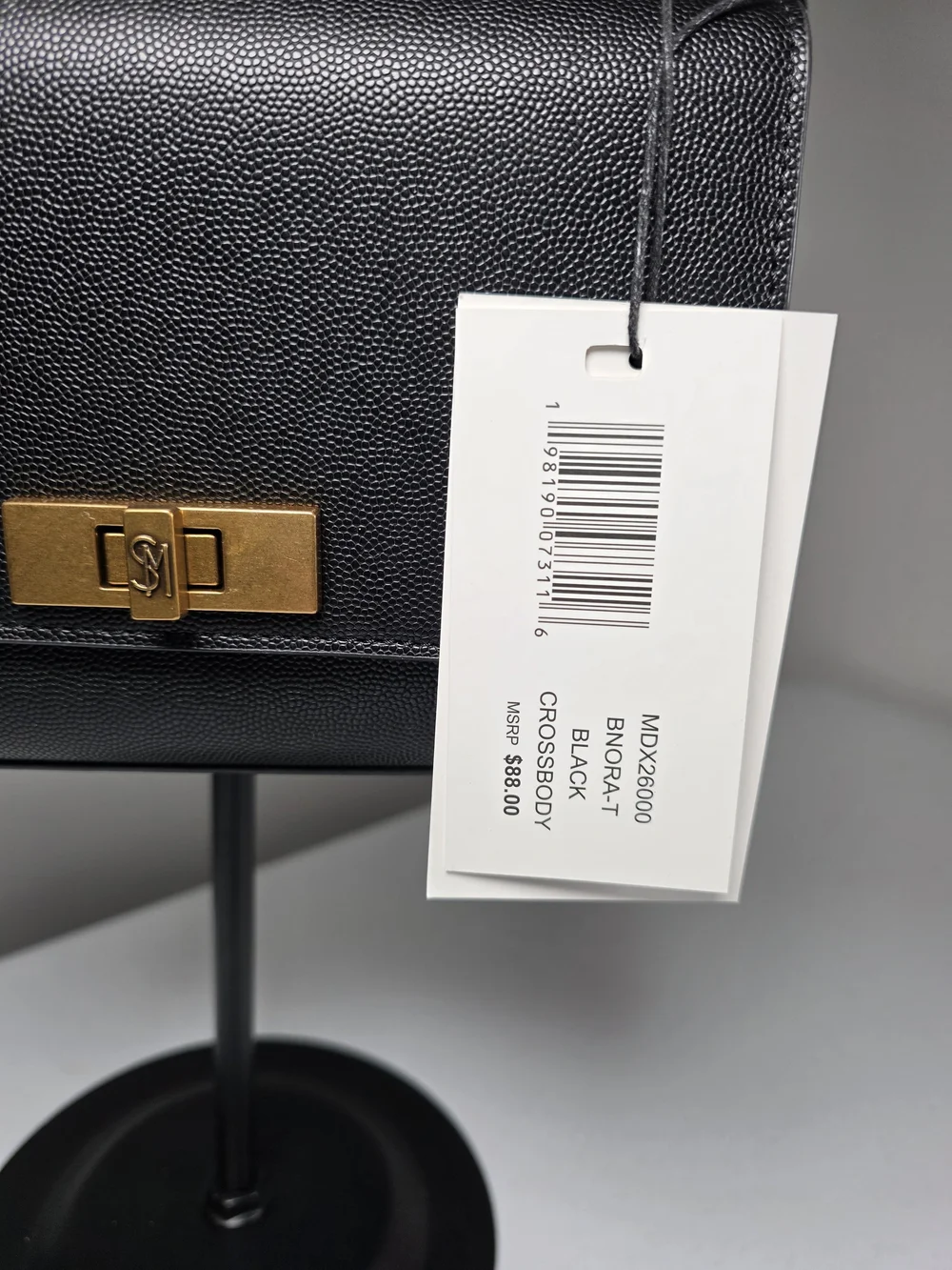 Steve Madden Black Crossbody with Gold Chain & Turn-Lock